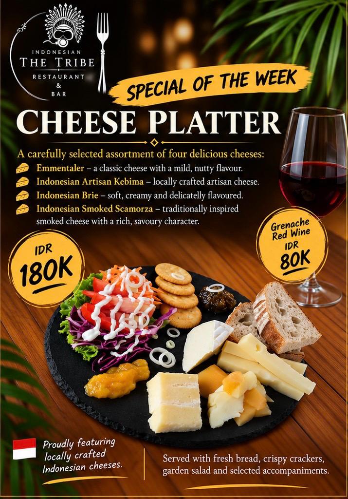 The Tribe cheese platter, special of the week in Tulamben