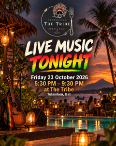 Affiche de la soirée musique live du vendredi 23 octobre 2026 chez The Tribe à Tulamben