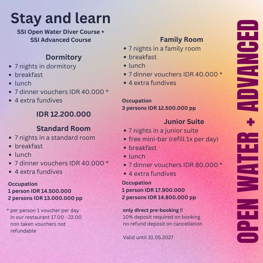 SSI Open Water and Advanced Open Water package in Bali