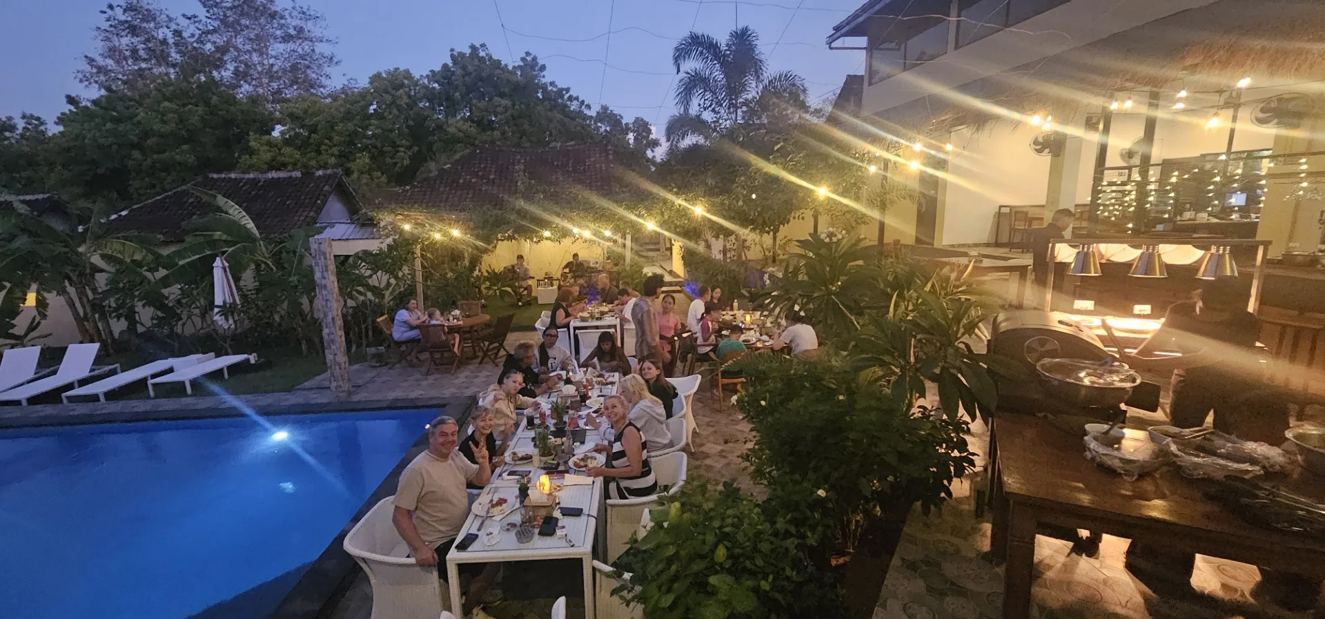 The Tribe restaurant terrace in the evening