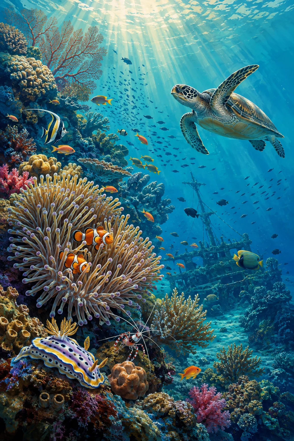Underwater life during dives in Tulamben, Bali