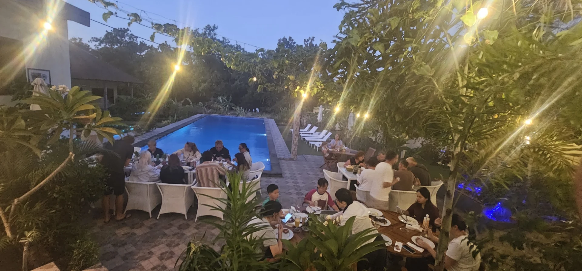 Dinner on the garden terrace near the pool